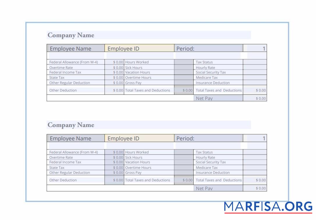 Blank Employee pay stub version 3 PDF and Word formats example
